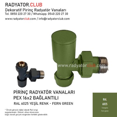 Ral 6025 Opal Green Angled Round Radiator Valves Ral 6025 Opal Green Angled Round Radiator Valves