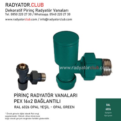 Ral 6026 Opal Green Angled Round Radiator Valves Ral 6026 Opal Green Angled Round Radiator Valves